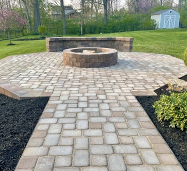 Paver walkway and firepit